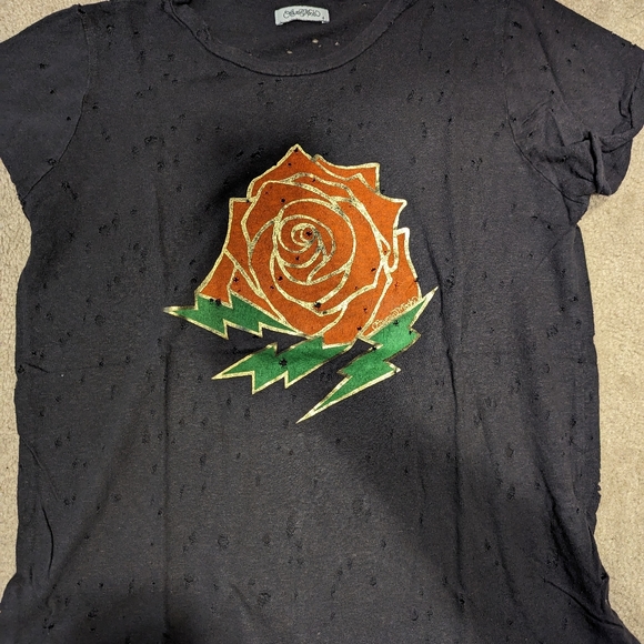 Lauren Moshi distressed rose tshirt - Picture 2 of 2
